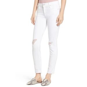 MOTHER • ‘The Looker’ Stayin’ Rowdy White Distressed Jeans Size 27